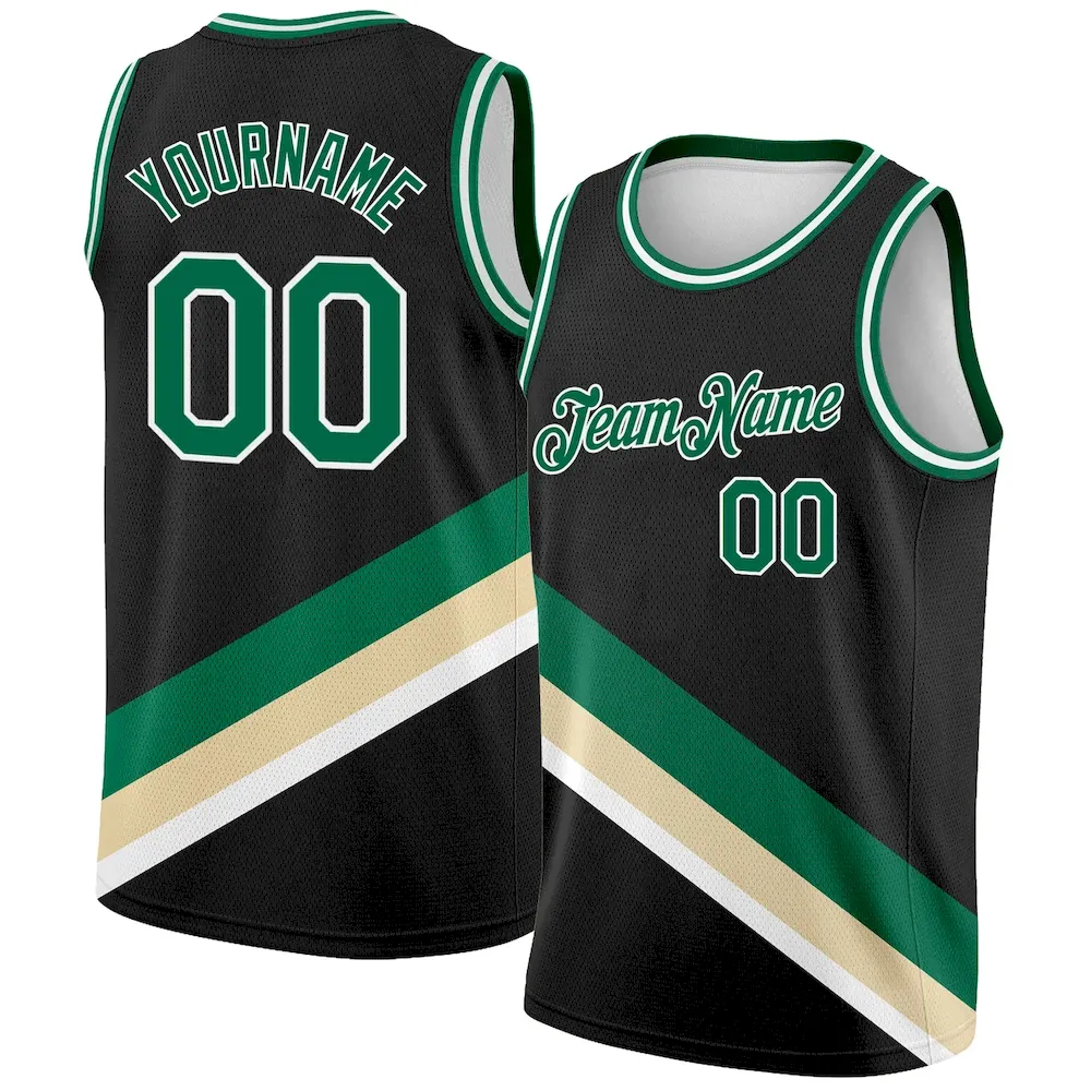 3DPattern2077_53587efd-1ed2-44fa-b120-5daced1db52f.webp Custom Black Kelly Green-Cream Modern Authentic City Edition Basketball Jersey - Image 1